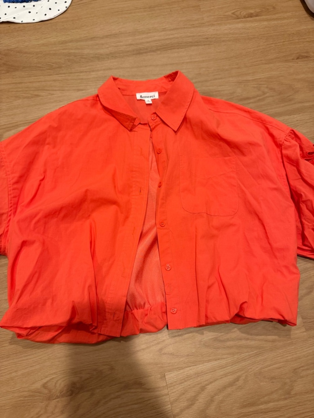 &Merci Cropped Button Down Blouse